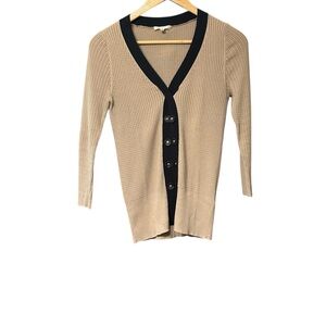 Paule Ka Women's Top Size L Brown 100% Cotton V-Neck